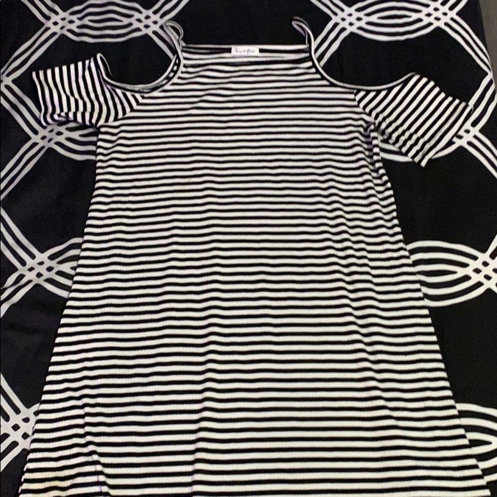 Black and white striped dress